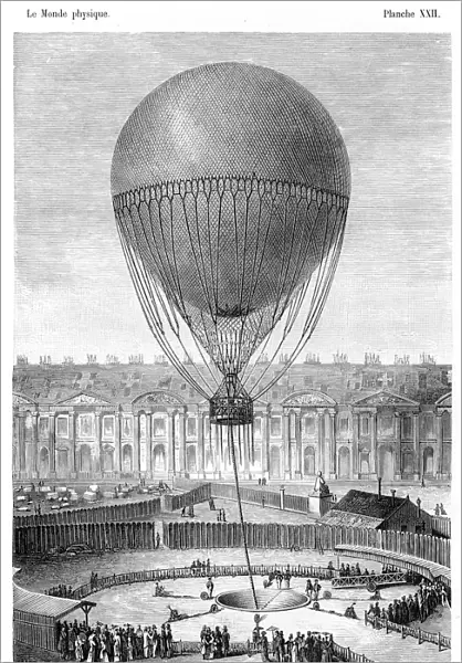 Captive balloon at the Tulleries engraving 1881