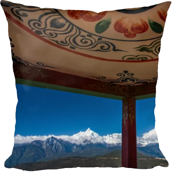 Art of Tibetan style and snow mountain