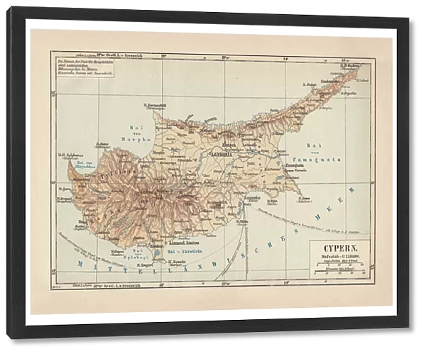 Map of Cyprus, published in 1880