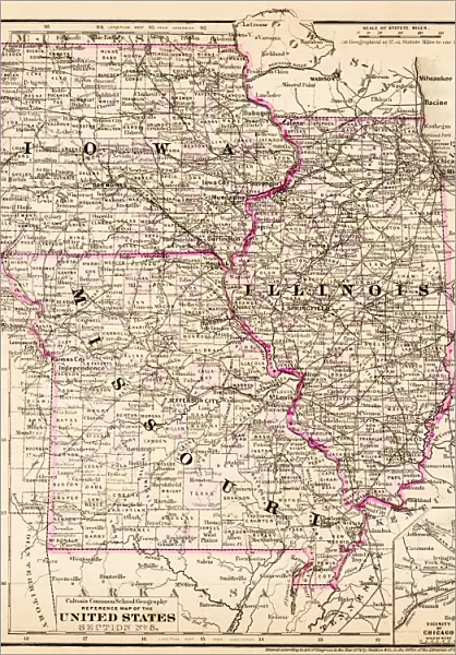 Iowa Missouri Illinois map 1881