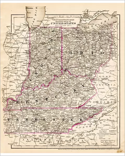 indiana Ohio Kentucky map 1881