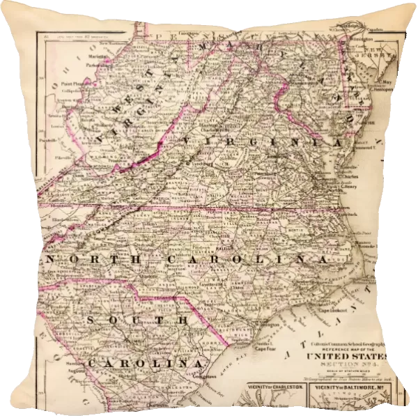 Virginia North Carolina map 1881