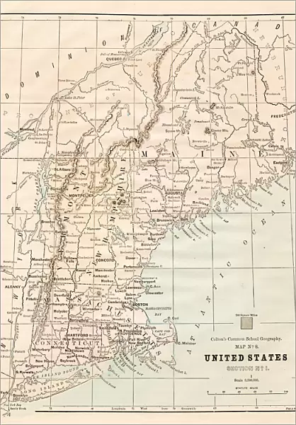 North Eastern States USA map 1881