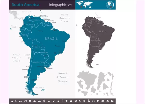 South America - Infographic map - illustration
