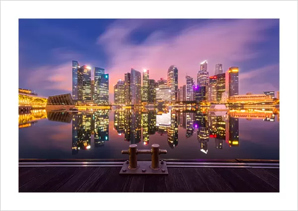 Twilight Downtown Singapore city