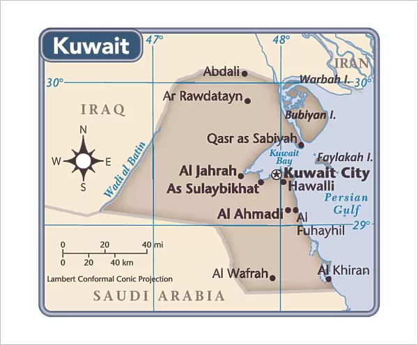 Kuwait country map