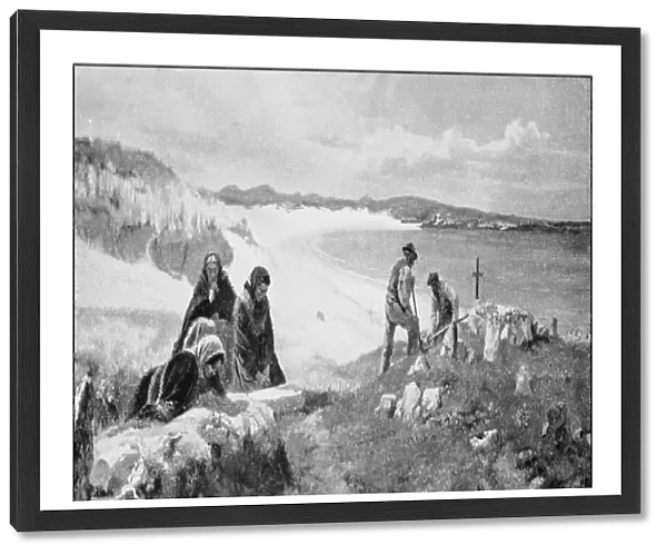 Antique photo of paintings: People outdoor