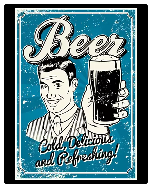 Vintage Screen Printed Beer Poster