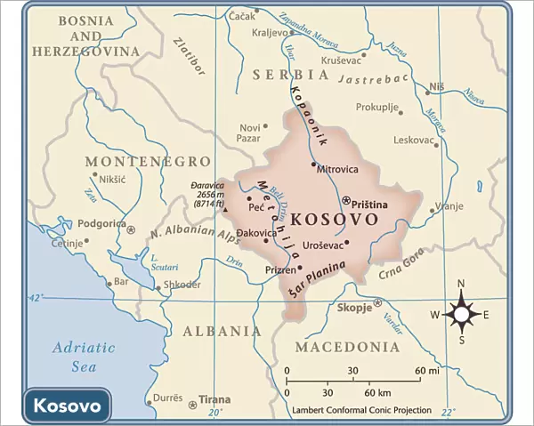 Kosovo country map