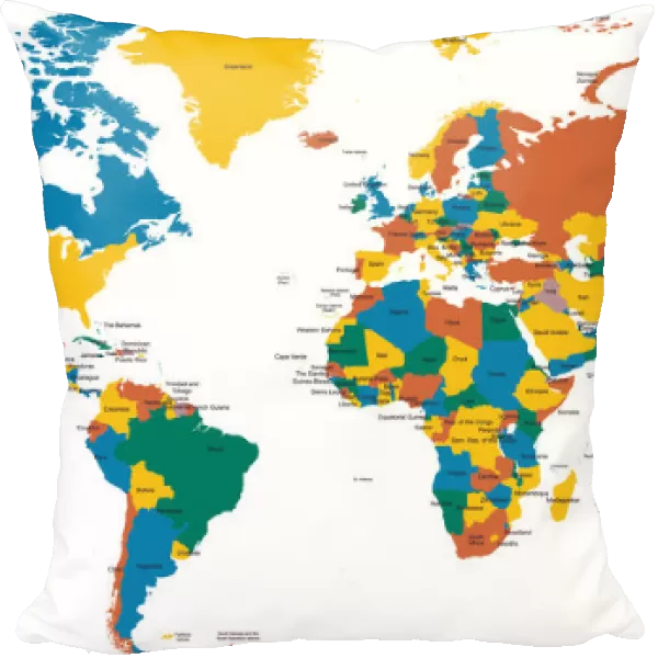 Hight detailed divided and labeled world map