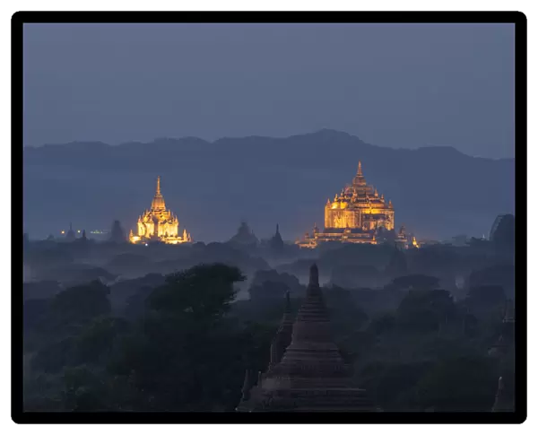 Myamar Landscape view of ancient pagoda field at bagan famouse place in Mandalay region, Myanmar