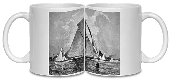 Large sailboats at sea - 1896