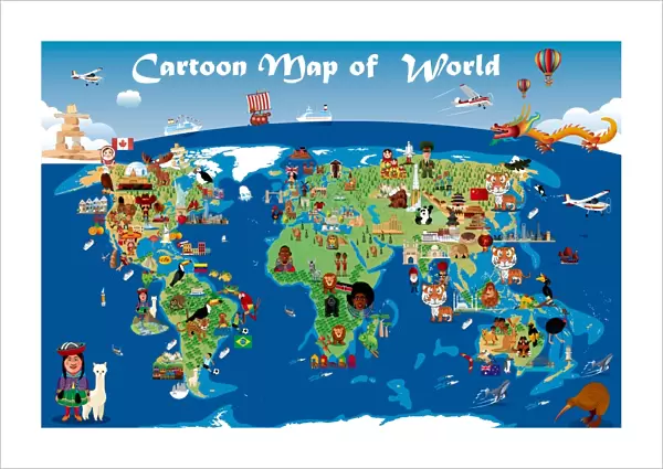 Cartoon map of world