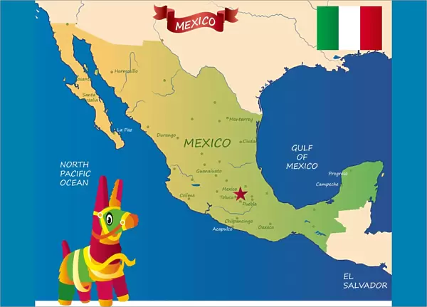 MEXICO. Mexico Cartoon map