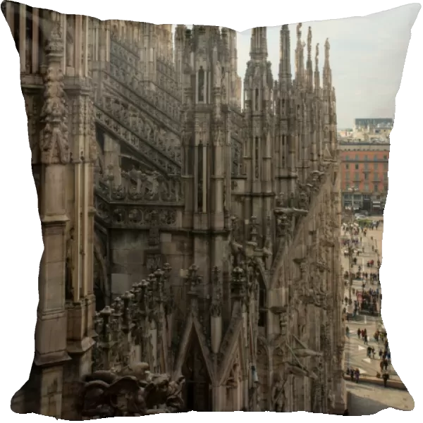 Spires Decorate the Roof of the Milan Cathedral