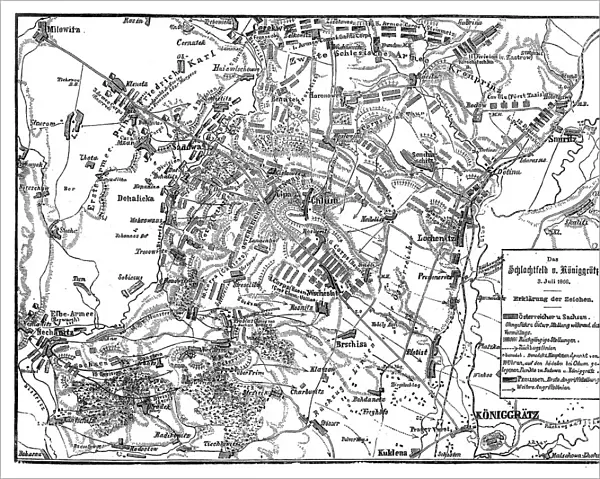 Plan of the battlefield of The Battle of KAoniggrAÔé¼tz, also known as the Battle of Sadowa, SadovAa, or Hradec KrAalovA, was the decisive battle of the Austro-Prussian War, in which the Kingdom of Prussia defeated the Austrian Empire