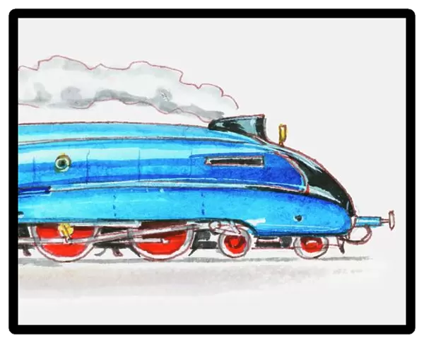 blue, british, history, horizontal, locomotive, mallard, no people, public transport