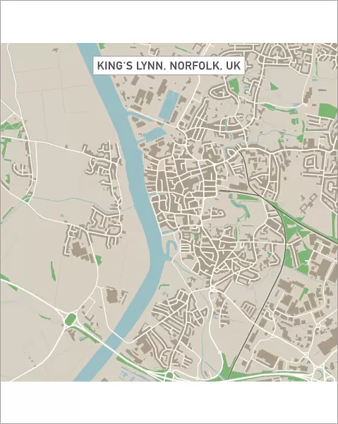 Kingas Lynn Norfolk UK City Street Map
