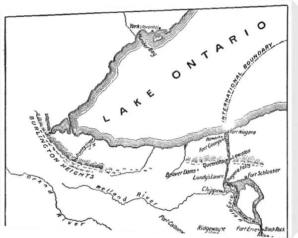 Antique Map of Niagara River Area during the War of 1812 - 19th Century