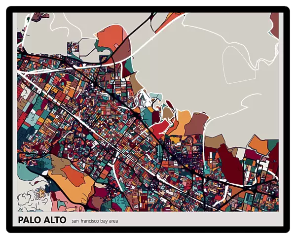 colorful Palo alto city art map