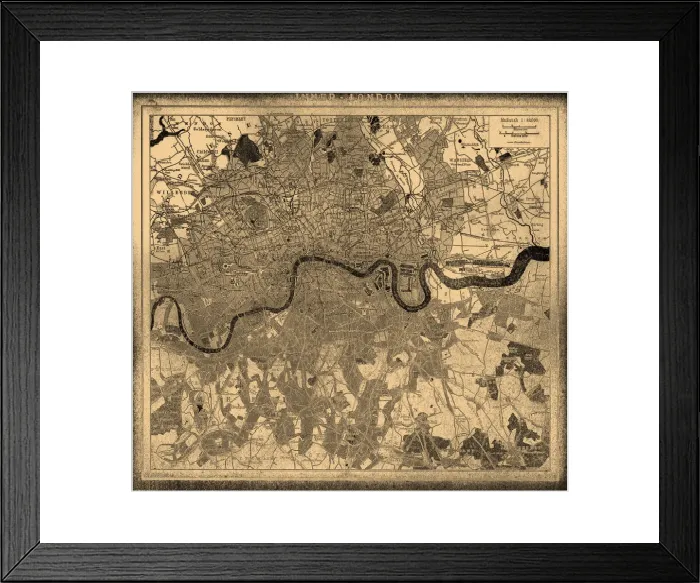 Framed Print : London City Map Print (Historical Maps) Framed Print : London City Map Print (Historical Maps)