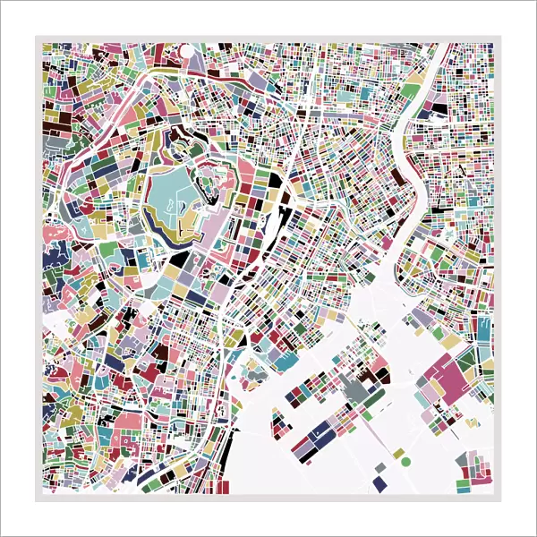 colorful Tokyo art map background 2