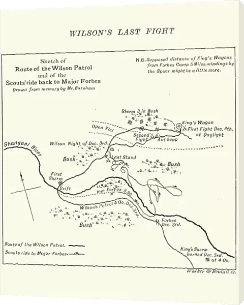 Map of the Shangani Patrol and Major Wilsons Last Stand