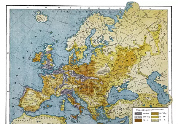 Population density in Europe in 19th century