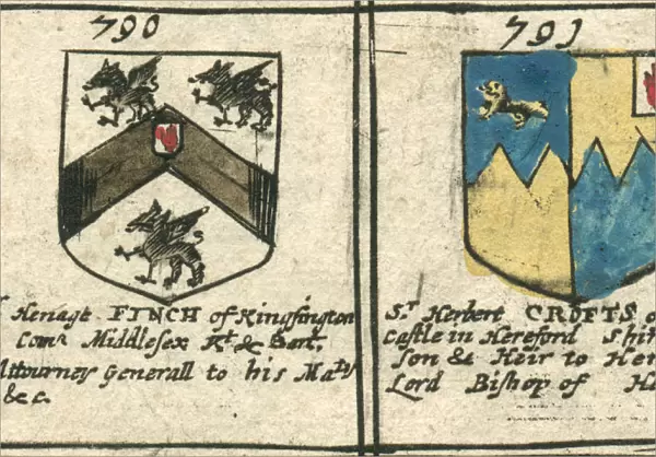 Finch and Croft coat of arms 17th century copperplate