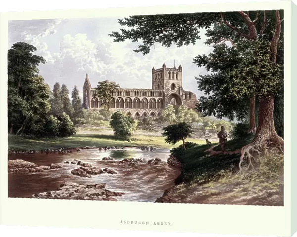 Jedburgh Abbey, a ruined Augustinian abbey, 19th Century