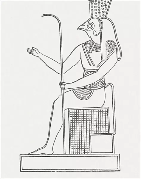 Osiris, egyptian god of the afterlife, wood enfraving, published 1881