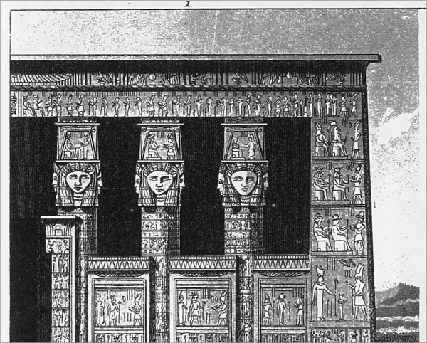 Ancient Egyptian Temple of Tentyra Engraving