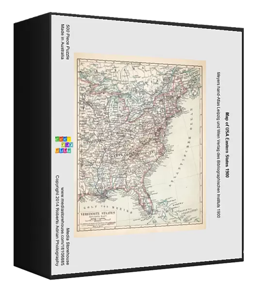 Map of USA Eastern States 1900