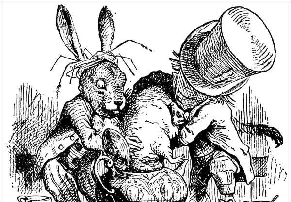 Dunking Dormouse illustration, (Alices Adventures in Wonderland)