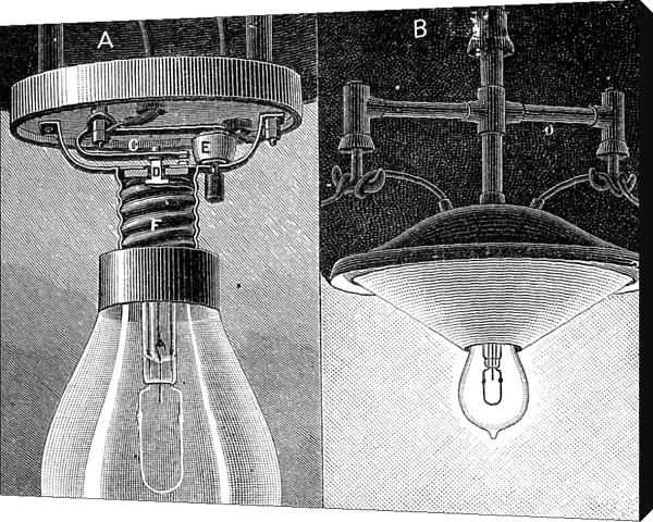 Antique illustration of Edison lighting bulb