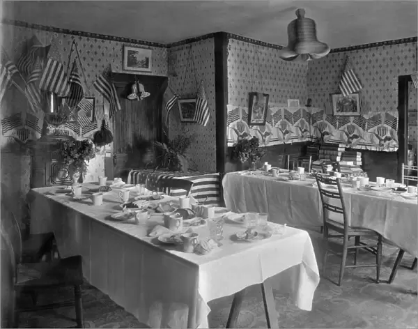 archival, black & white, c, celebration, day, decorations, dining, dining room, dining tables