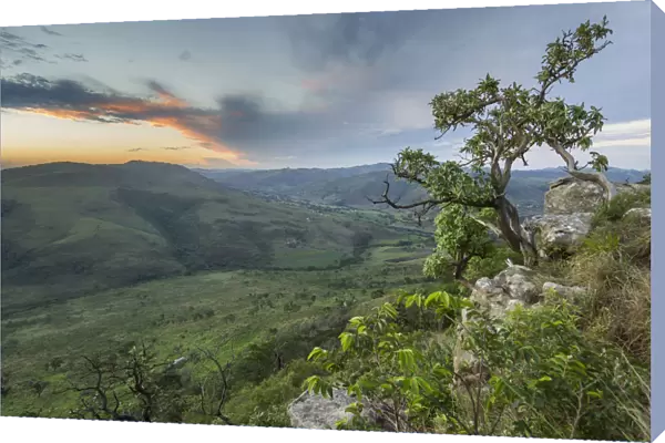View of neighbouring village from Hluhluwe Umfilozi Game Reserve, KwaZulu-Natal Province, South Africa