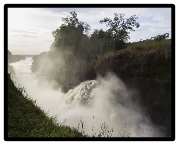 The Nile forces through a narrow gorge at Murchison Falls National Park, Uganda