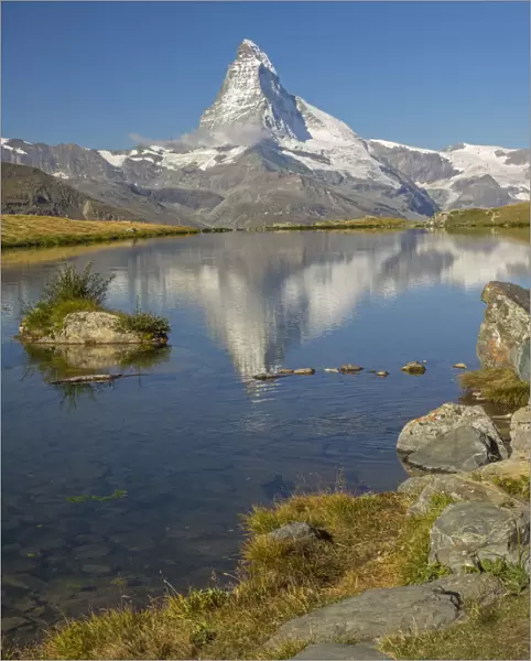 Matterhorn reflected in Stellisee, Zermatt, Valais Canton, Switzerland