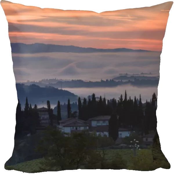 Sunrise over mist, Tuscany, Italy