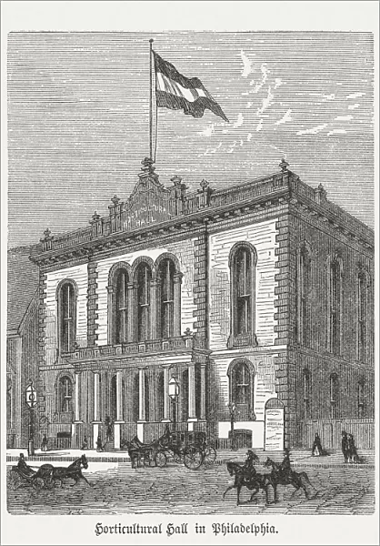Horticultural Hall in Philadelphia, Pennsylvania, USA, wood engraving, published 1876