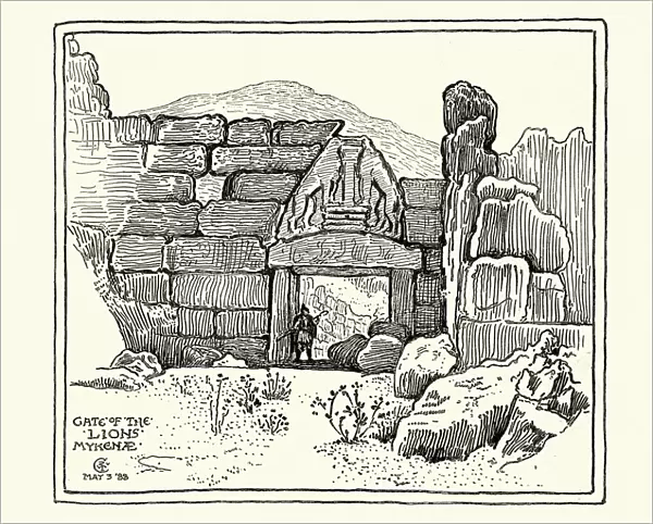 Sketch of the Lion Gate, Mycenae, Greece