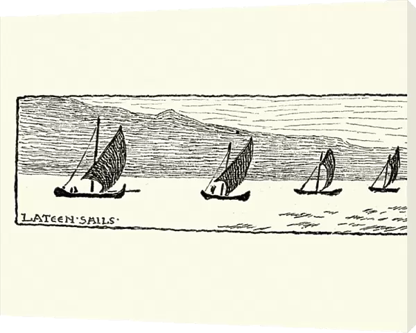 Sketch of Lateen Sail boats, Greece, 19th Century, Walter Crane