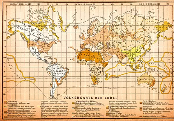 Peoples map of the earth from 19th century