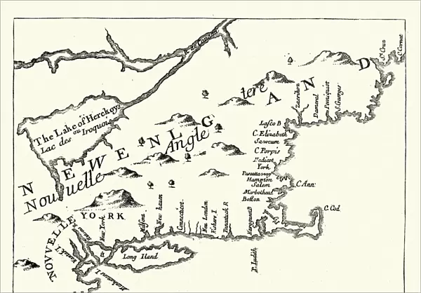 Map of New England in 1684, 17th Century
