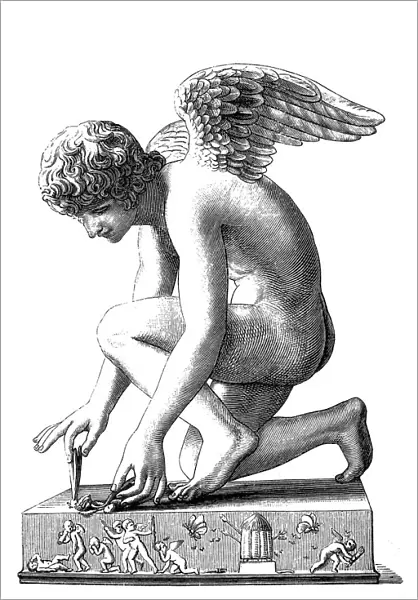 Engraving of goddess Amor