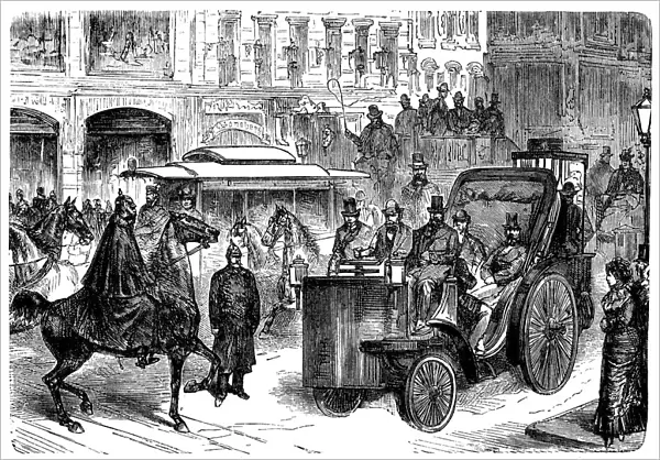 Antique illustration of steam and gas vehicles