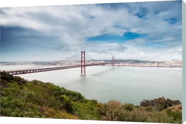 Lisbon. View of Lisbon from the Almada viewpoint.The Ponte 25 de Abril