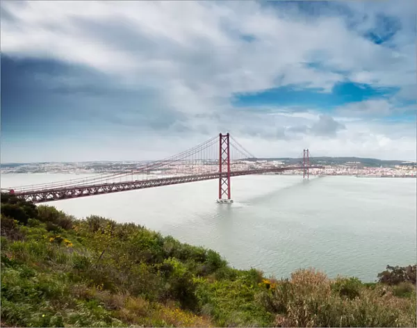 Lisbon. View of Lisbon from the Almada viewpoint.The Ponte 25 de Abril