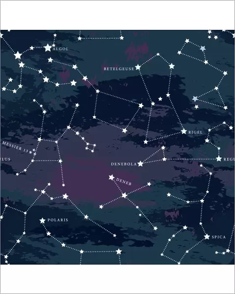 Seamless Astronomical Constellation Night Sky Pattern